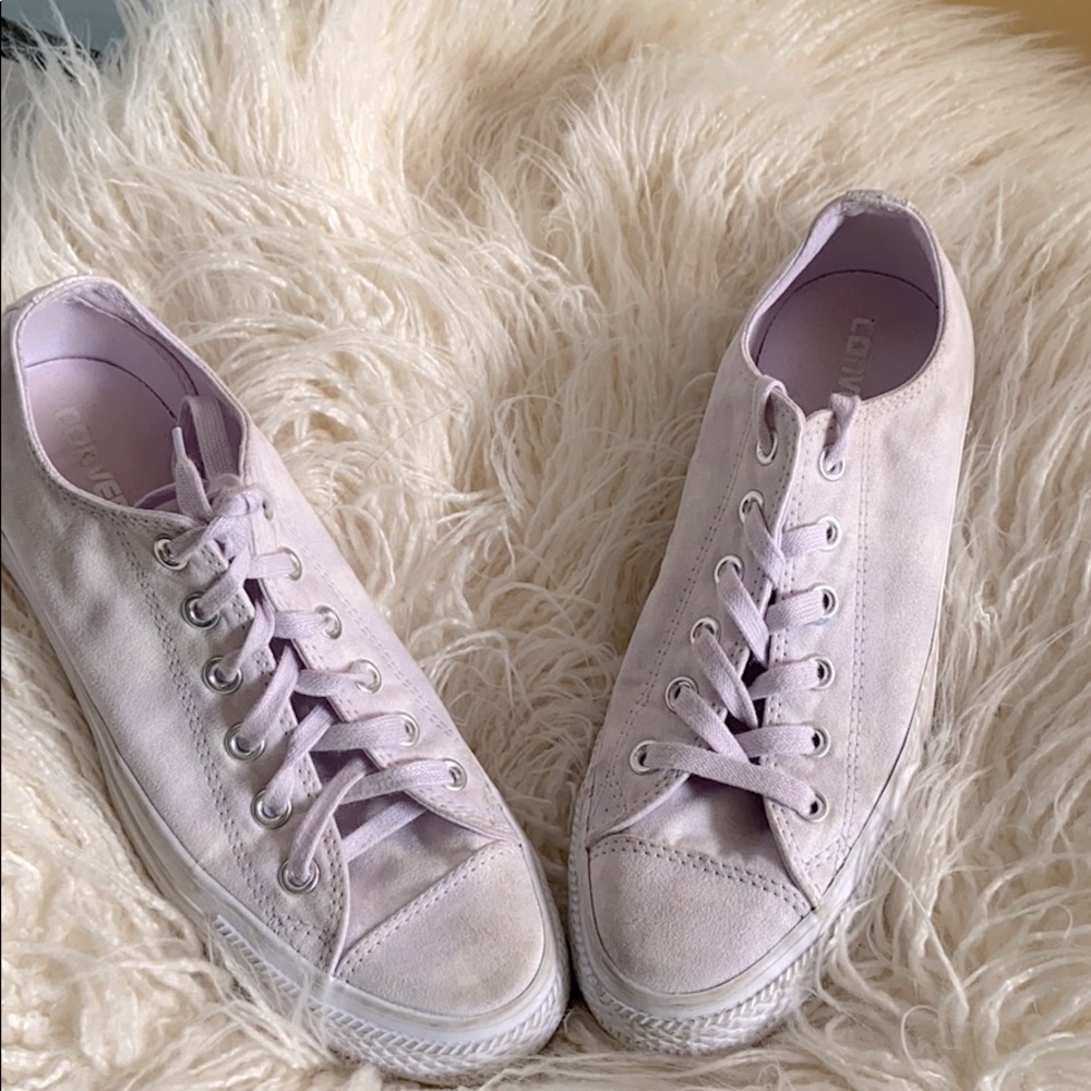 Lavender velvet converse shoes